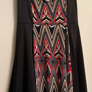 Strapless Cocktail Dress with Funky Art Deco/Geometric Pattern